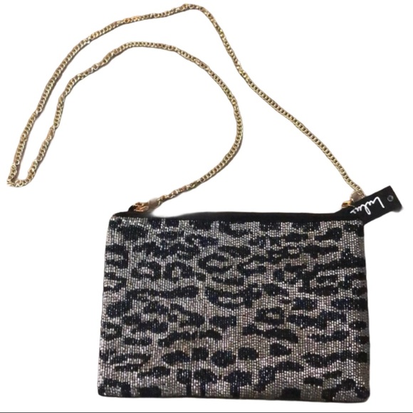 Lulus Black and Silver Leopard Beaded Clutch - Picture 6 of 9